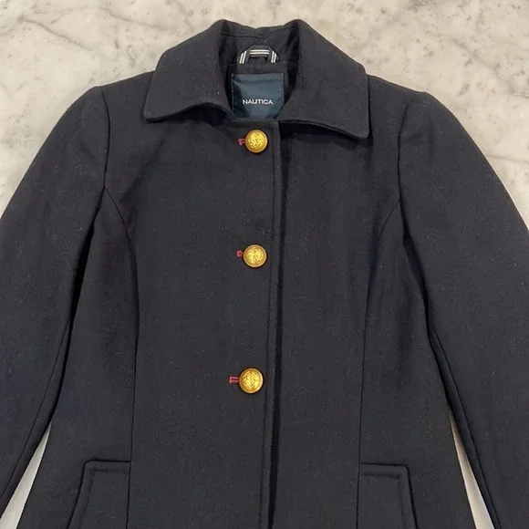 Nautica Military Nautical Style Wool Pea Coat - Picture 2 of 14